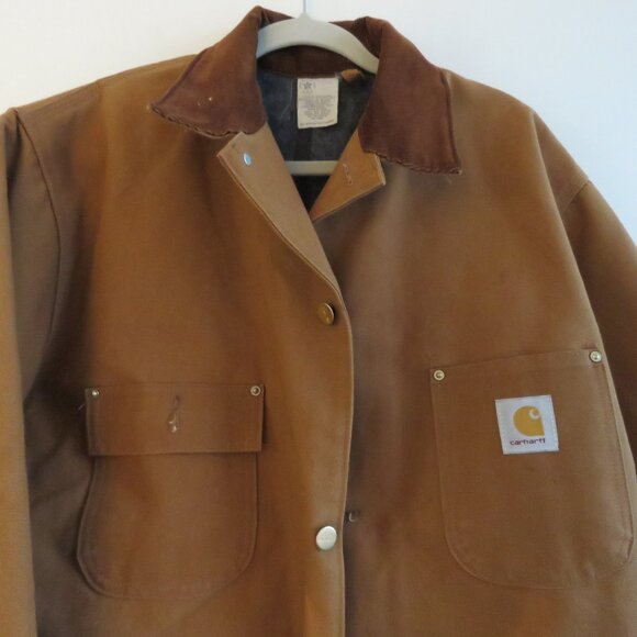 VINTAGE CARHARTT Mens Blanket Lined Duck Barn Chore Jacket Made in USA Utility - Picture 4 of 16